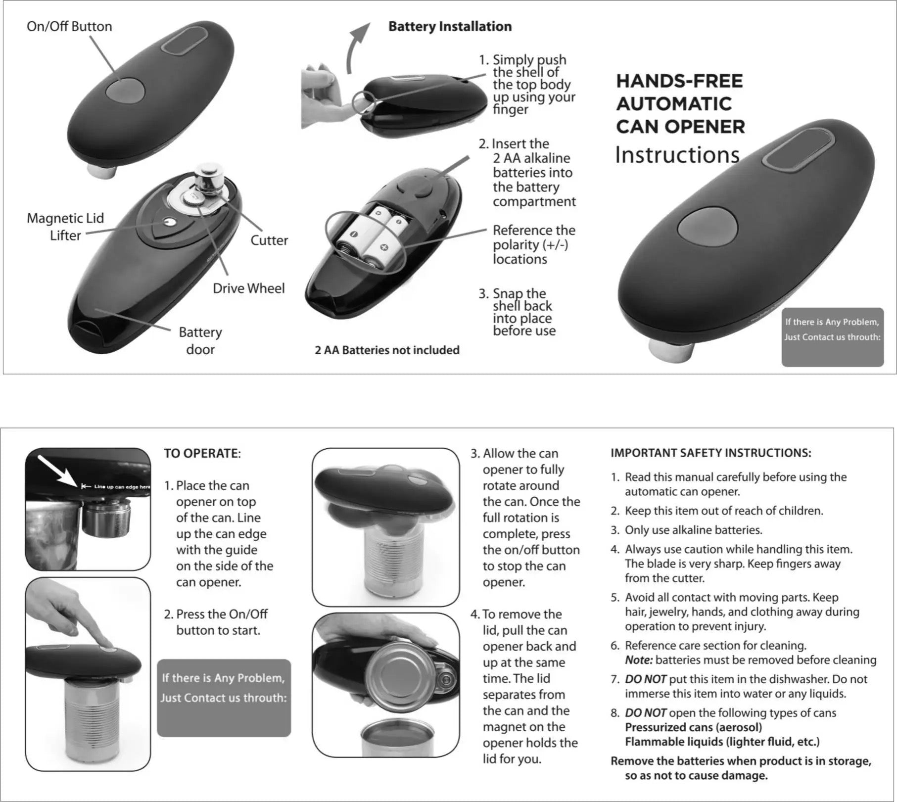 Look Auto Electric Can Opener : Open Your Cans with A Simple Press of Button - Automatic, Hands Free, Smooth Edge, Food-Safe, Battery Operated, YES You CAN)